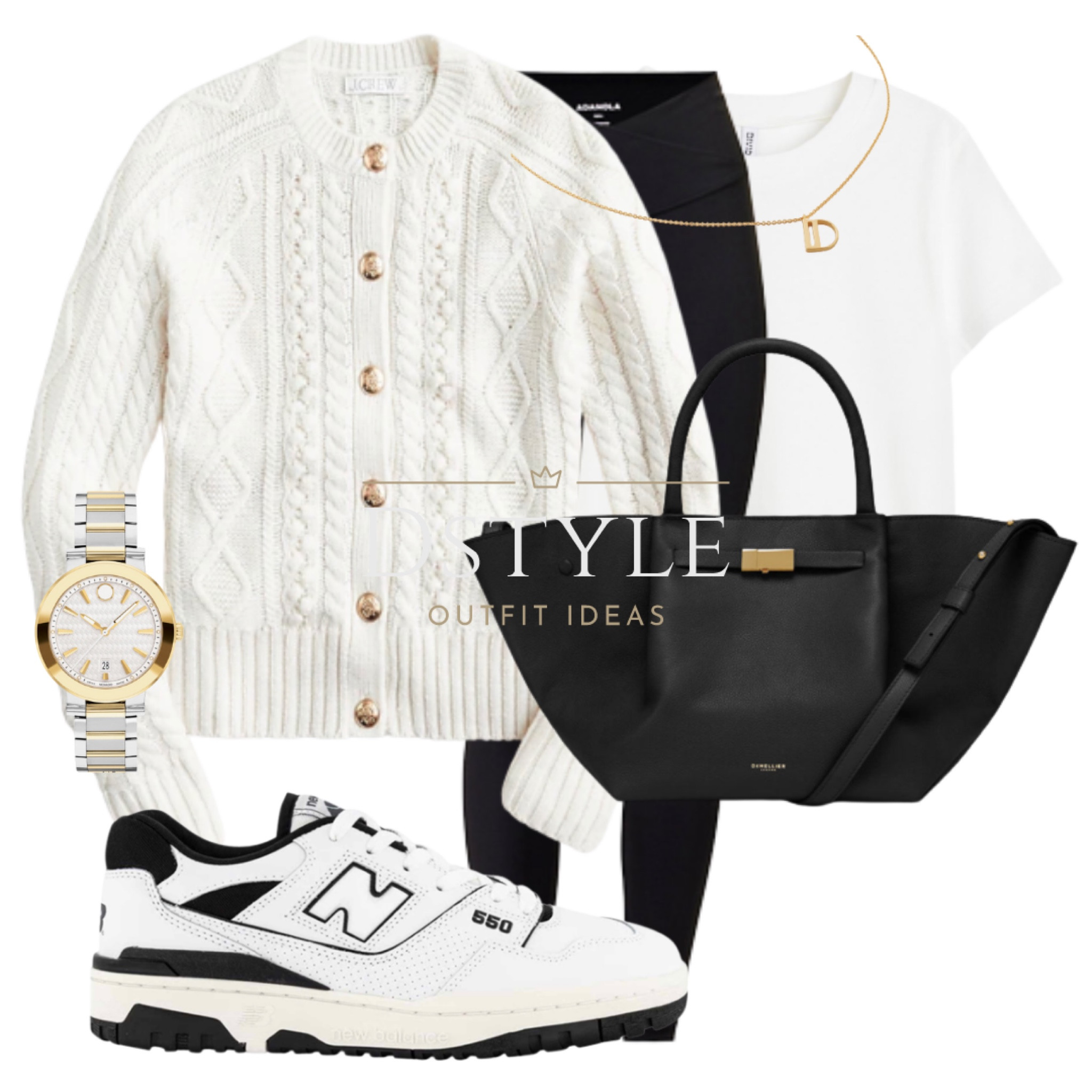 Classic Comfort with this Cozy Cardigan, Sleek Leggings, and a Crisp White Tee, All Elevated by the Chic New Balance Sneakers. A Timeless Combination with a Touch of Gold Glamour ✨🖤👟 

#LTKBacktoSchool #LTKstyletip #LTKtravel