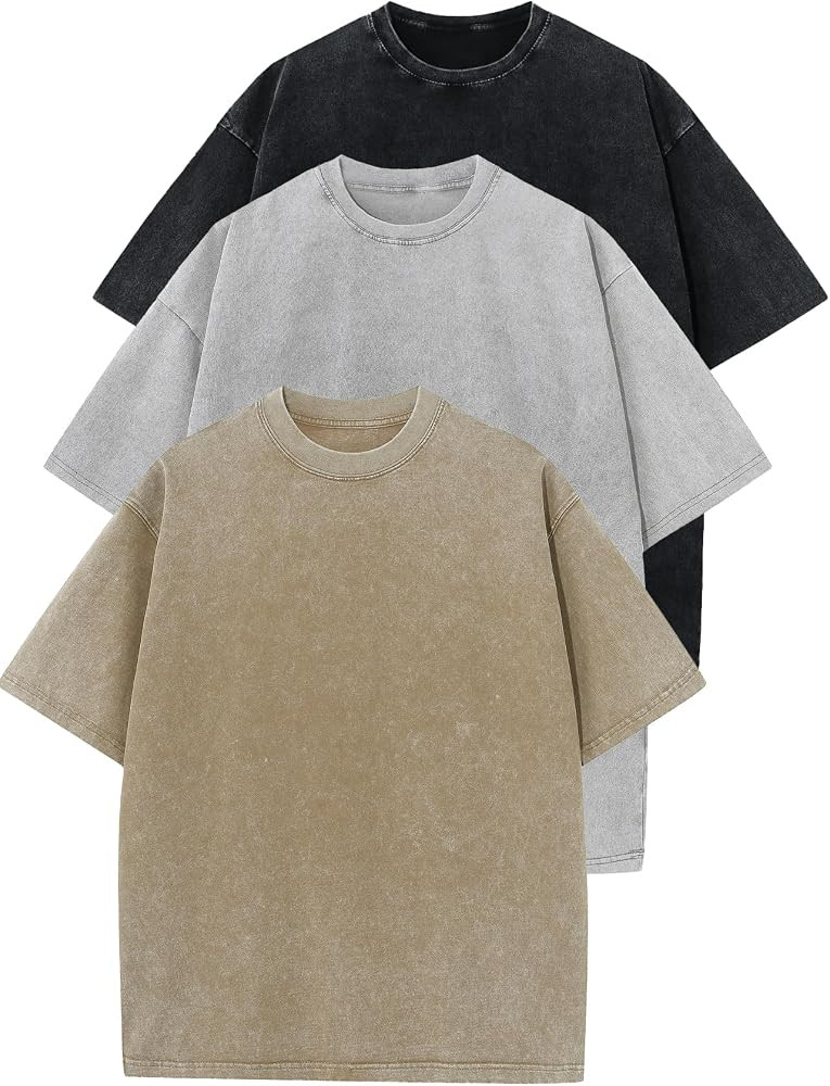 Flygo 3 Pack Boys Girls T-Shirts Cotton Acid Washed Oversized Tee Shirts Kids Loose Short Sleeve ... | Amazon (US)