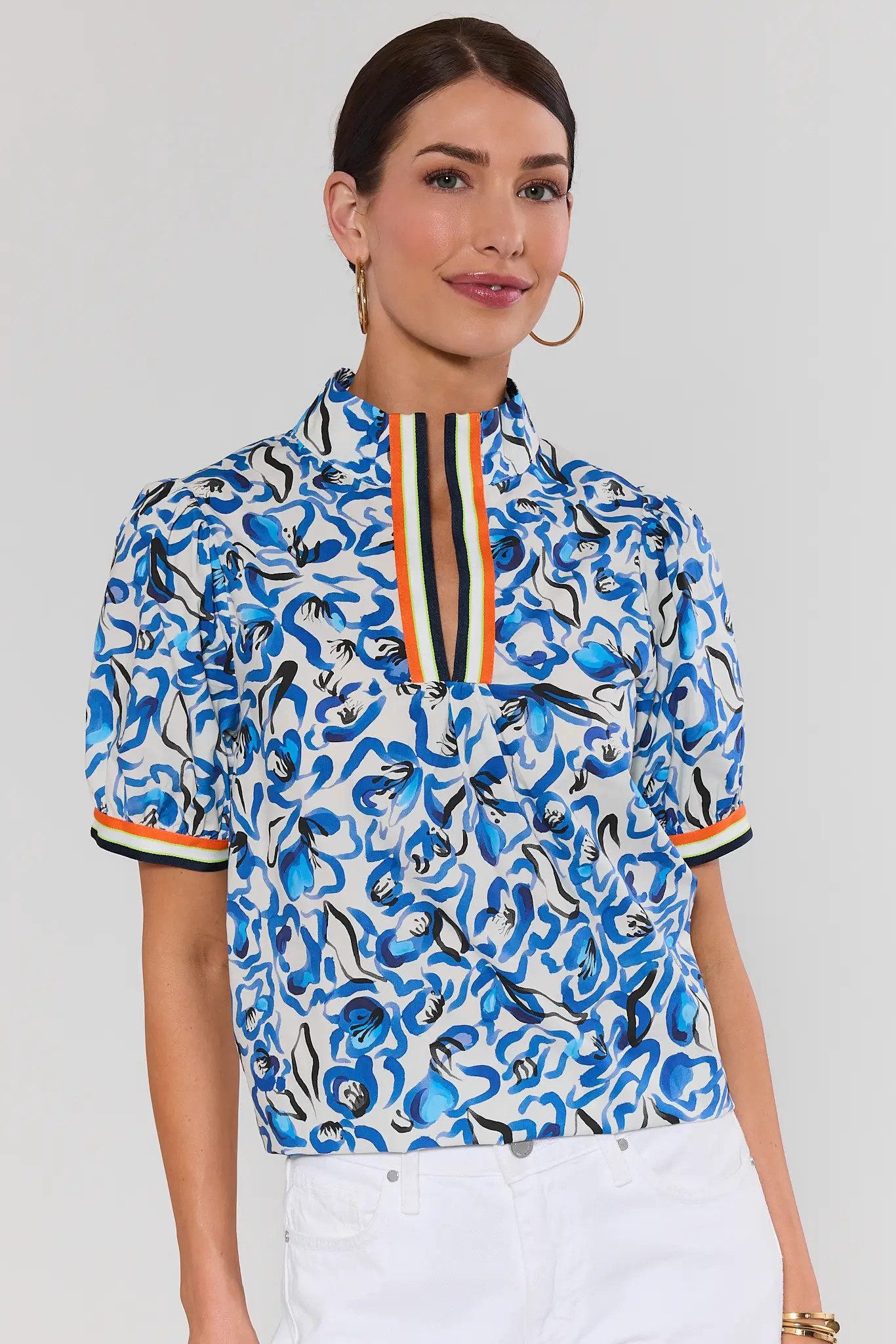 Vanessa Blue Floral Print Top | Avara
