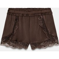 Zara - Combined Lace Shorts - Brown - L - Woman | Zara UK