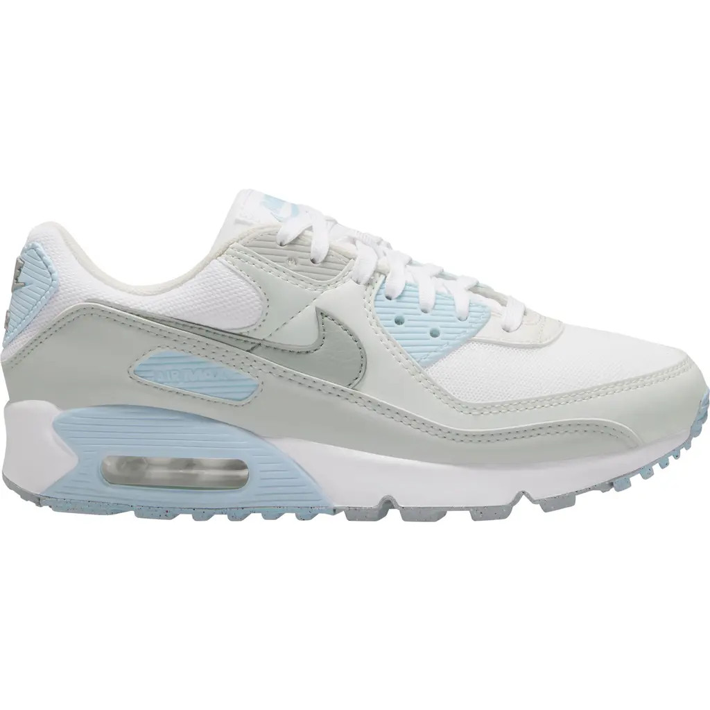 Nike Air Max 90 Sneaker in White/Silver/Glacier Blue at Nordstrom, Size 11 | Nordstrom