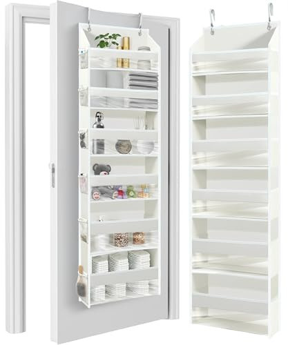 HOMELUX THEORY UPGRADED 6 Tiers Over The Door Organizer Hanging - 100D EXTRA THICK & 50lbs HUGE CAPACITY, 12 Side Mesh Pockets Over The Door Shoe Organizer, Hanging Closet Organizer (Ivory, 1pc) | Amazon (US)