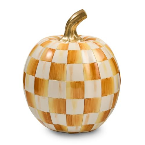 MACKENZIE-CHILDS Resin Pumpkin, Small, Golden-Yellow-and-White Amber Check | Amazon (US)