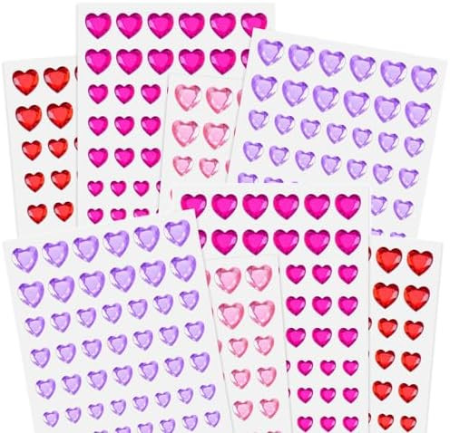 ASTARON 672 Pcs Heart Stickers Self-Adhesive Red Heart Rhinestones for Valentine's Day Card Decor... | Amazon (US)