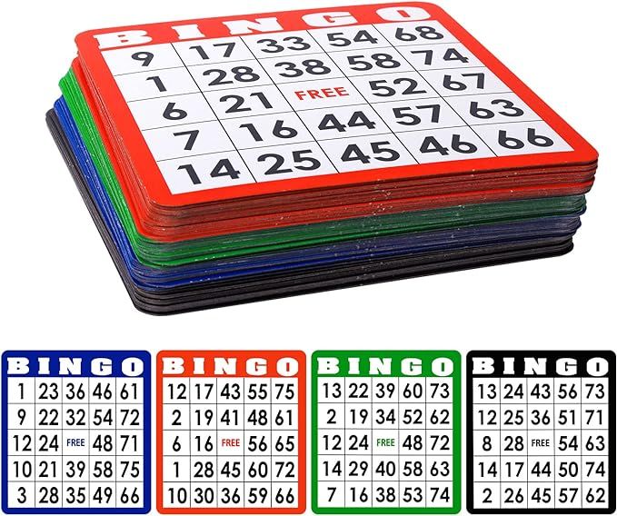 100-Pack Multi-Color Bingo Game Cards Set with Easy Read Numbers, Reusable Paper Bingo Sheets for... | Amazon (US)
