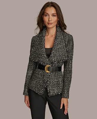 Donna Karan Women's Belted Tweed Blazer | Macy's Canada