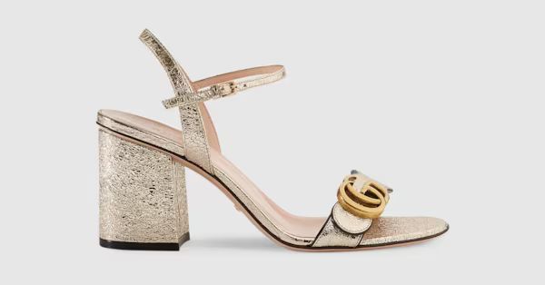 Metallic laminate leather mid-heel sandal | Gucci (US)