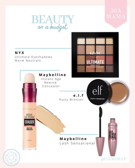 Beauty on a budget. Loving these Amazon makeup finds that are affordable and so pretty to wear 
- NYX ultimate eye palette
- maybe like age rewind concealer 
- elf putty bronzer 
- mabelline lash sensational 



#LTKbeauty #LTKSeasonal #LTKunder50