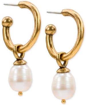 Patricia Nash Gold-Tone Imitation Pearl Drop Hoop Earrings | Macys (US)