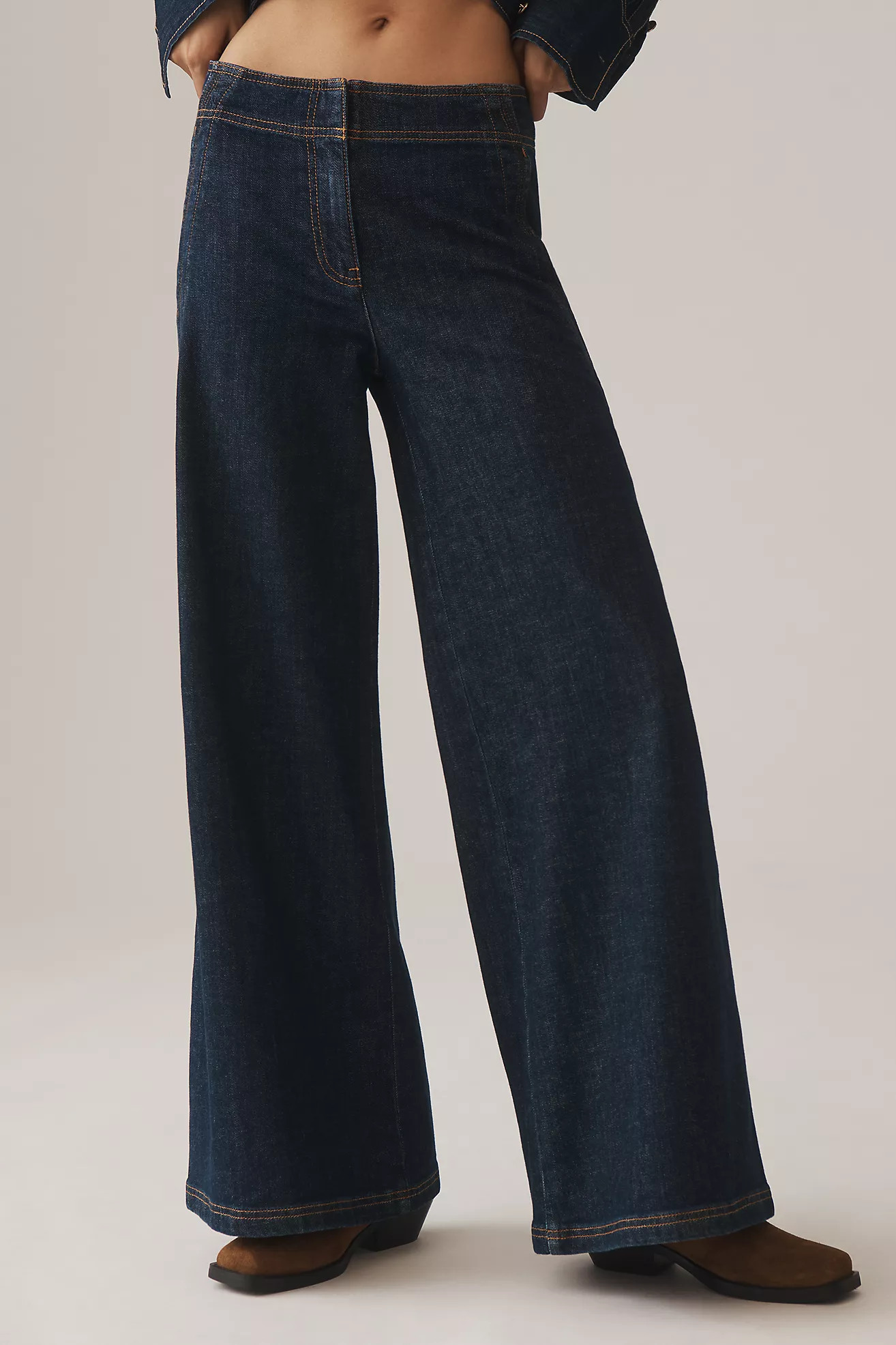 Maeve Scallop-Edge High-Rise Wide-Leg Jeans | Anthropologie (US)