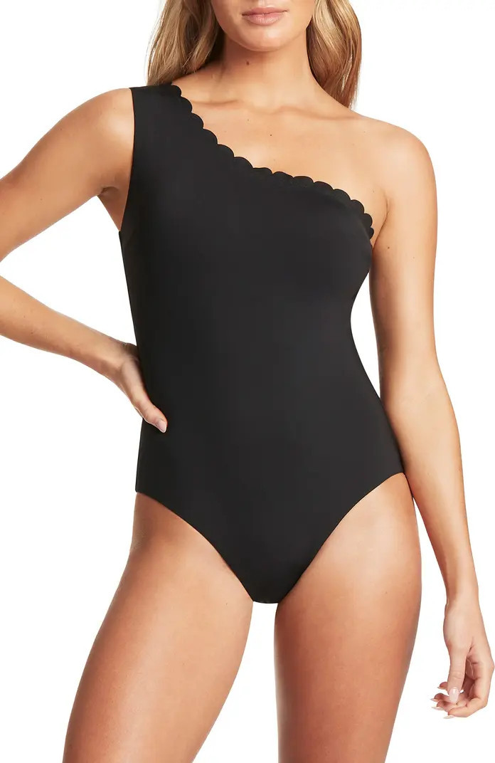 Scalloped One-Shoulder One-Piece Swimsuit | Nordstrom