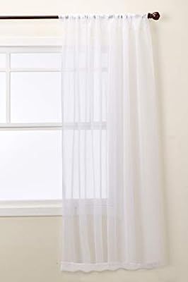 No. 918 53566 Emily Sheer Voile Rod Pocket Curtain Panel, 59" x 95", White | Amazon (US)