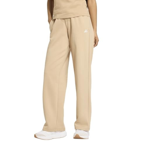 Adidas Women's Essentials Small Logo Feel Cozy Open Hem Pants, Warm Sandstone/White, Small | Amazon (US)