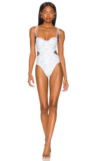 Luna One Piece in Blue Toile | Revolve Clothing (Global)