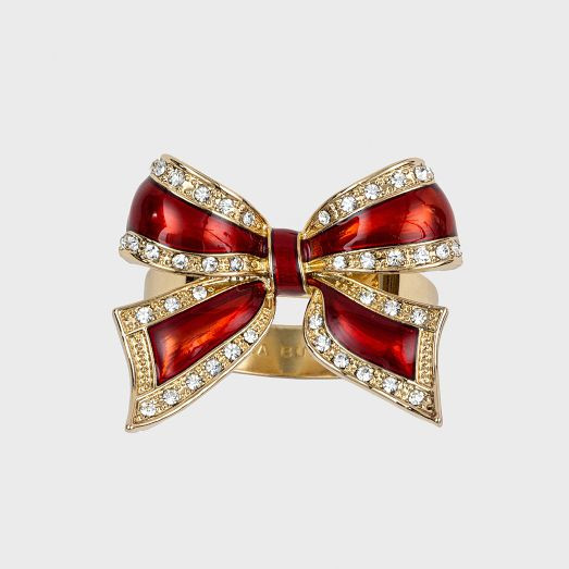 Joanna Buchanan Enamel Bow Skinny Napkin Rings (Set of 4) | West Elm (US)