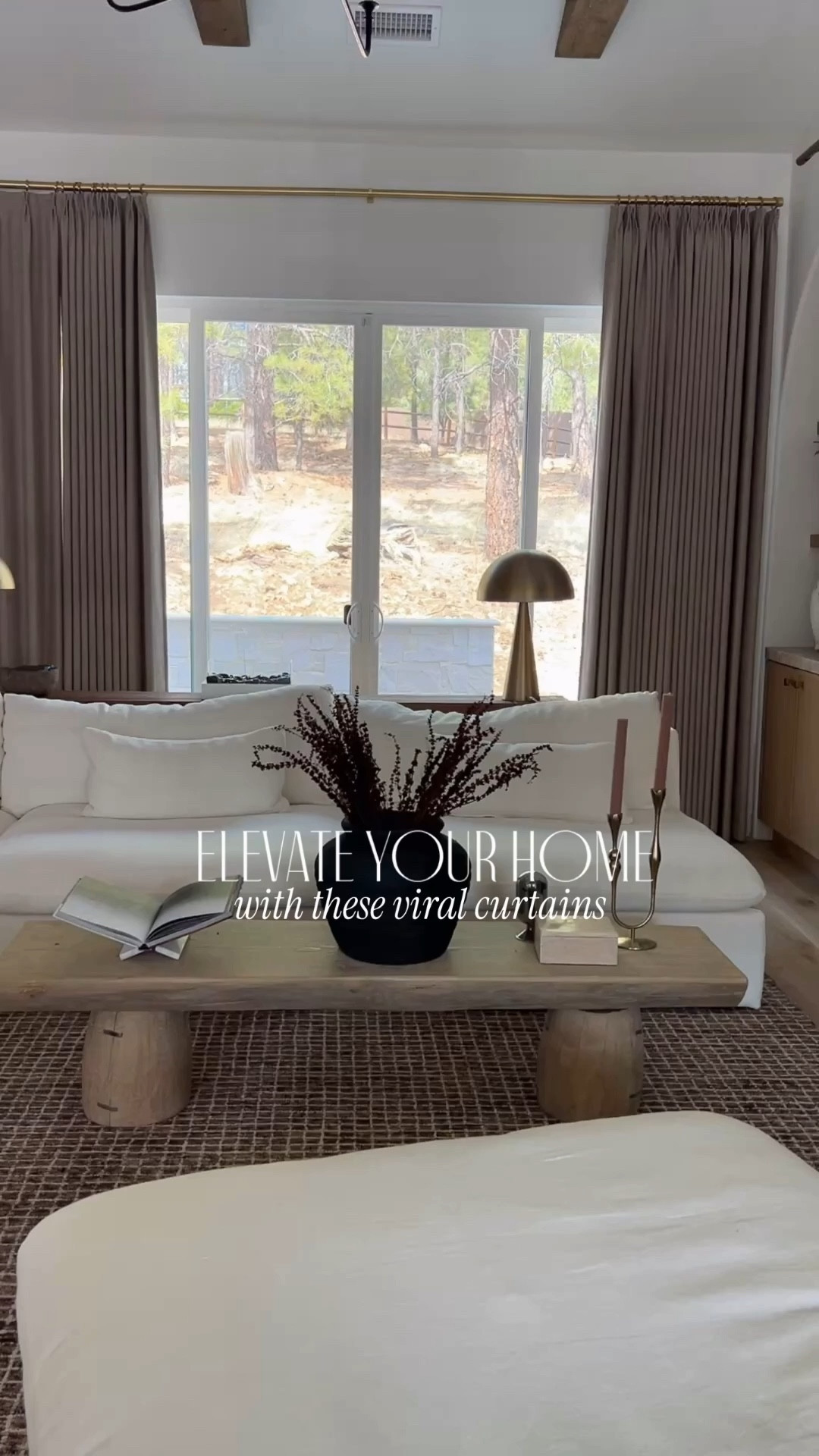 Elevate your space with these Designer Look For Less custom curtains. Incredible quality & I will be using the again in our new home.

USE my Coupon code: ELPETERSON
For 20% OFF sitewide!

Here's the details:
- Color: Burlywood Birch
- Product: Liz Polyester
Linen drape
- Header style: Triple Pinch Pleat
- Single panel 109"x46"
- Memory shaped training
- Liner: Room darkening