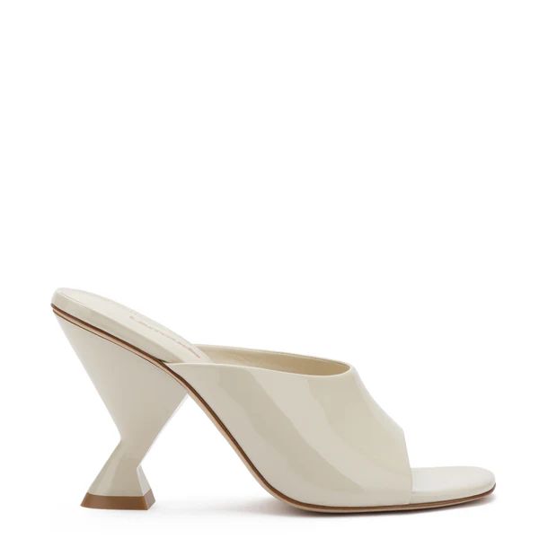 Madonna Mule In Ivory Patent Leather | Larroude