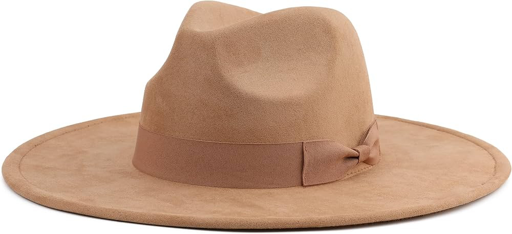 Big Wide Brim Fedora Hat for Women Large Felt Panama Rancher Hat | Amazon (US)