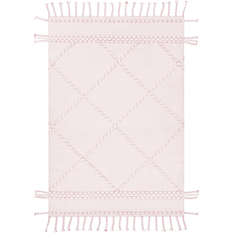 Mabini Geometric Handmade Flatweave Wool Pink Area Rug | Wayfair Professional