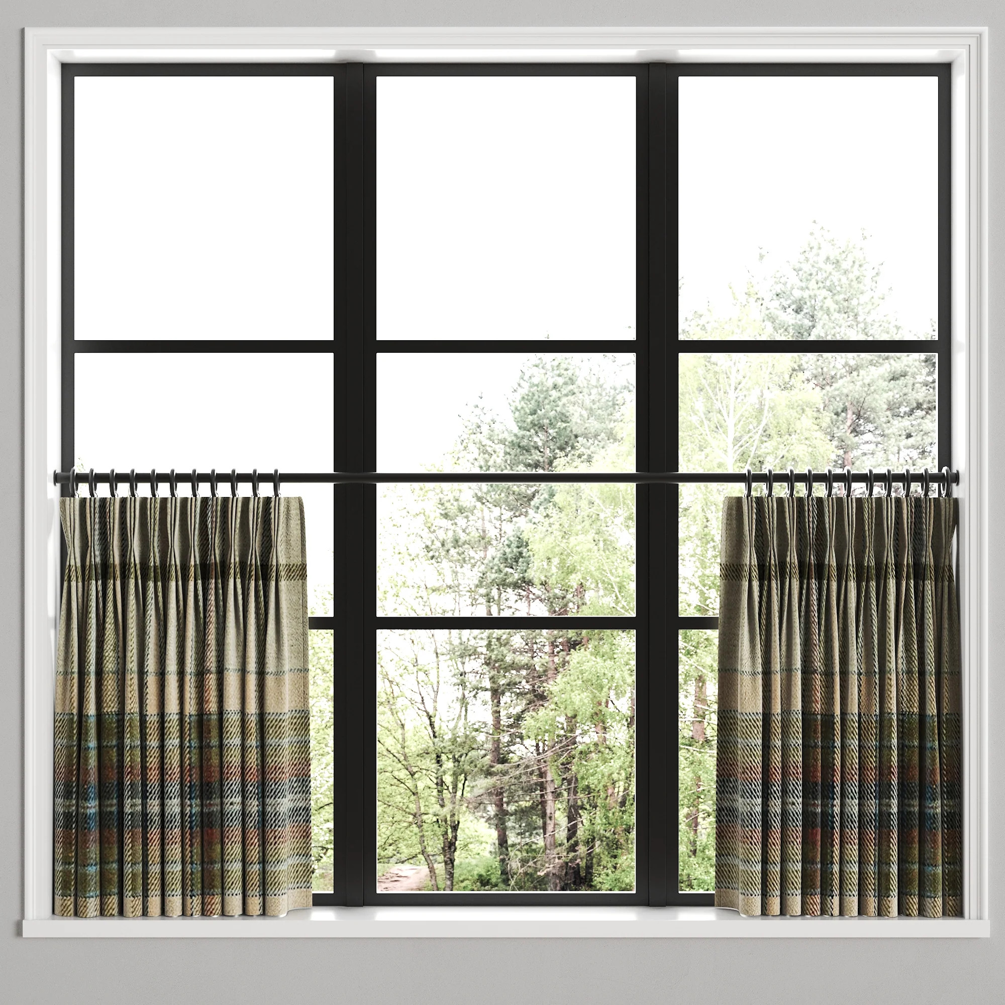 Pinch Pleat Cafe Curtains in Tartan - Cappuccino | Shop.app