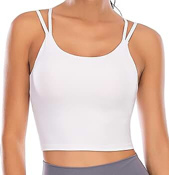 VORCY Womens Padded Sports Bra Fitness Workout Running Camisole Crop Top with Built in Bra Pink a... | Amazon (US)