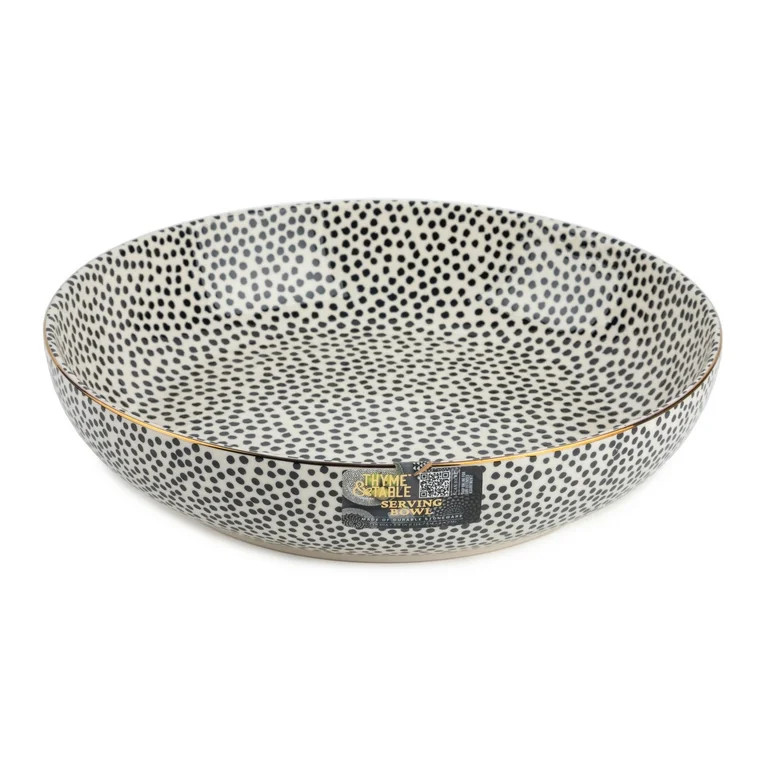 Thyme & Table Dot Ceramic Serve Bowl Black and White | Walmart (US)