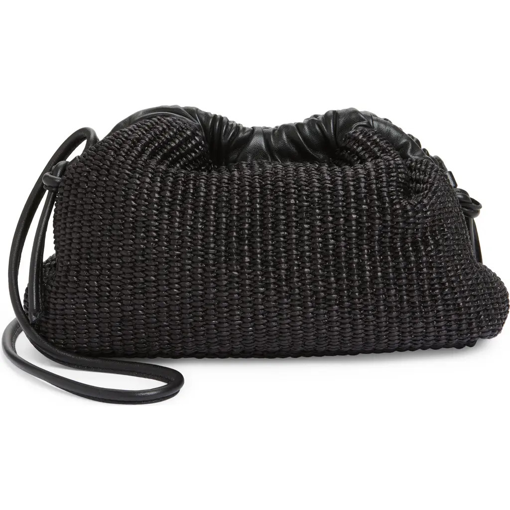 Mansur Gavriel Mini Cloud Woven Raffia Clutch in Black at Nordstrom | Nordstrom
