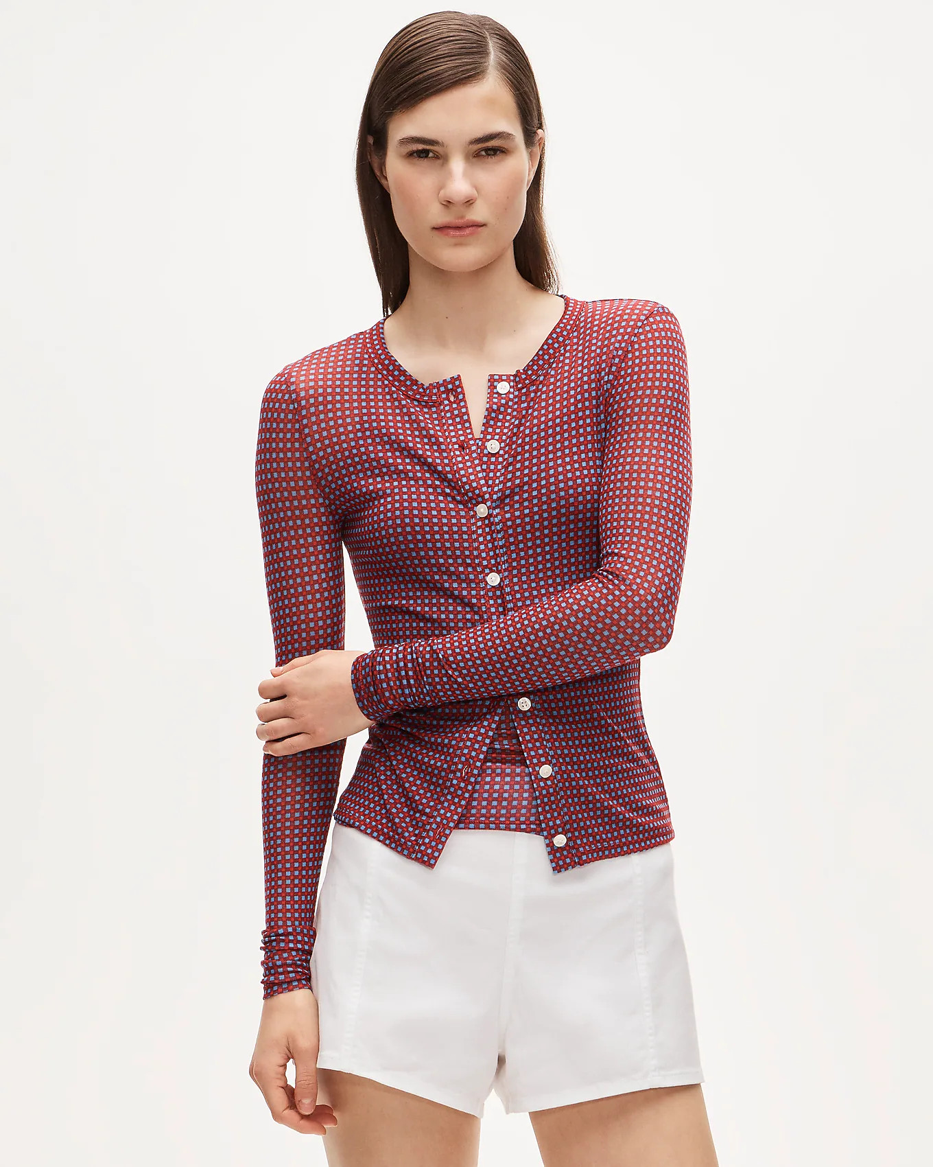 Stretch lyocell-blend cardigan in gingham | J. Crew US