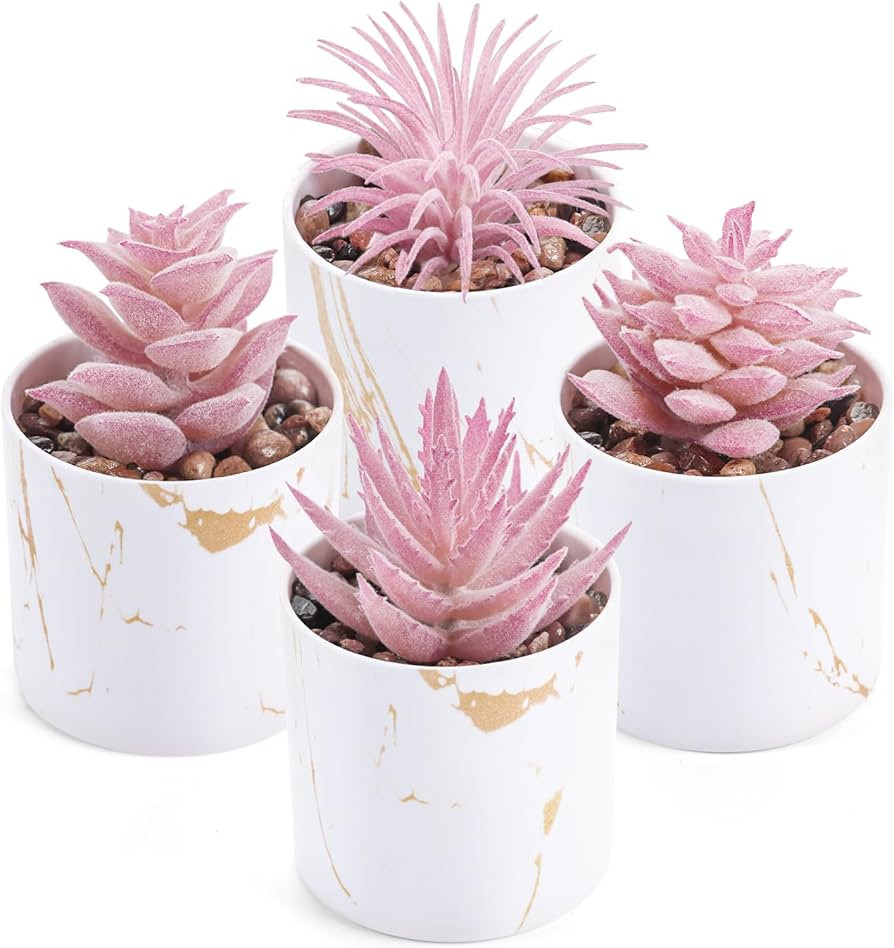 Der Rose 4 Packs Fake Plants Artificial Plants Indoor for Home Office Desk Accessories for Women | Amazon (US)