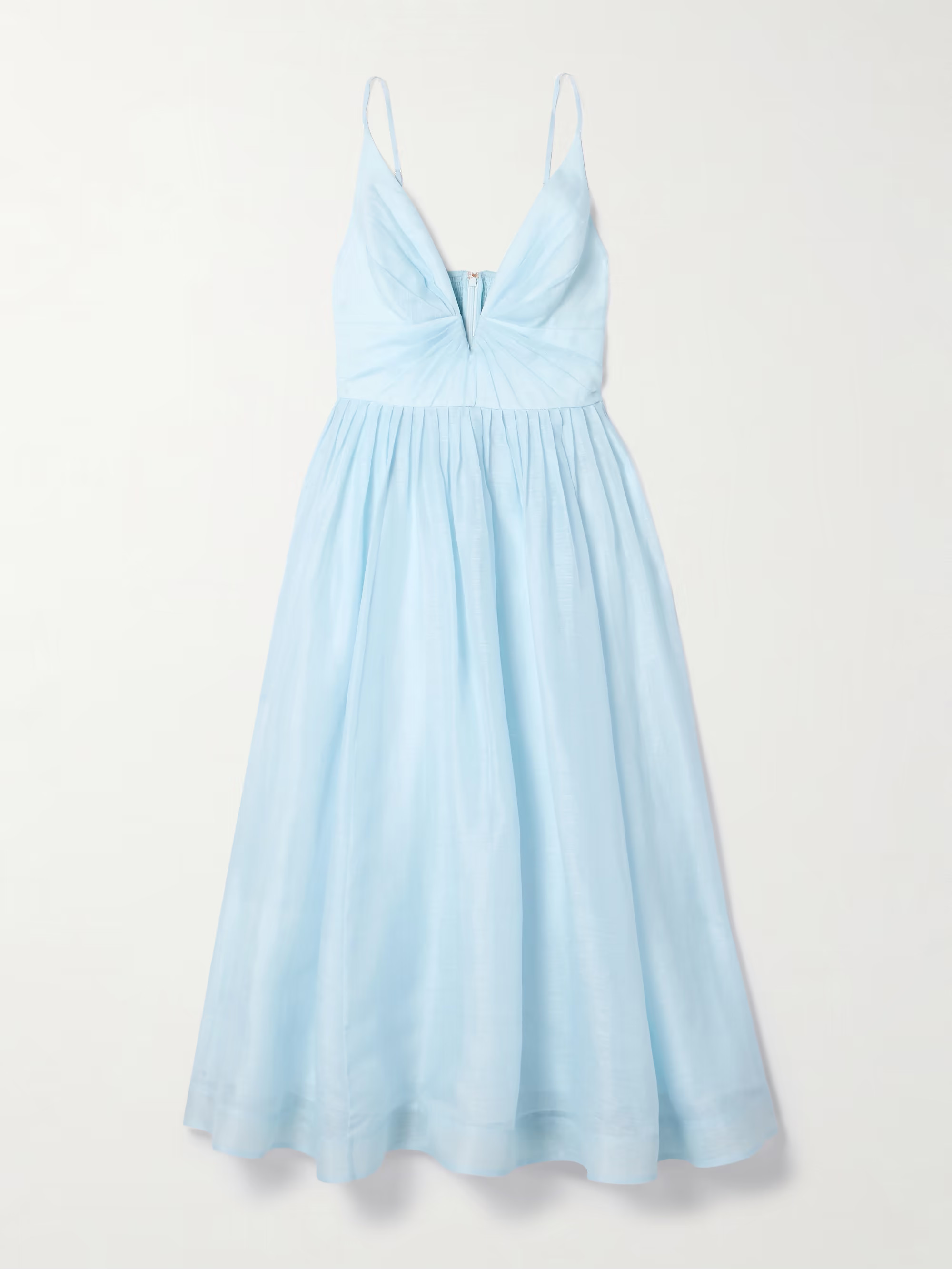 Illuminate pleated linen and silk-blend midi dress | NET-A-PORTER (UK & EU)