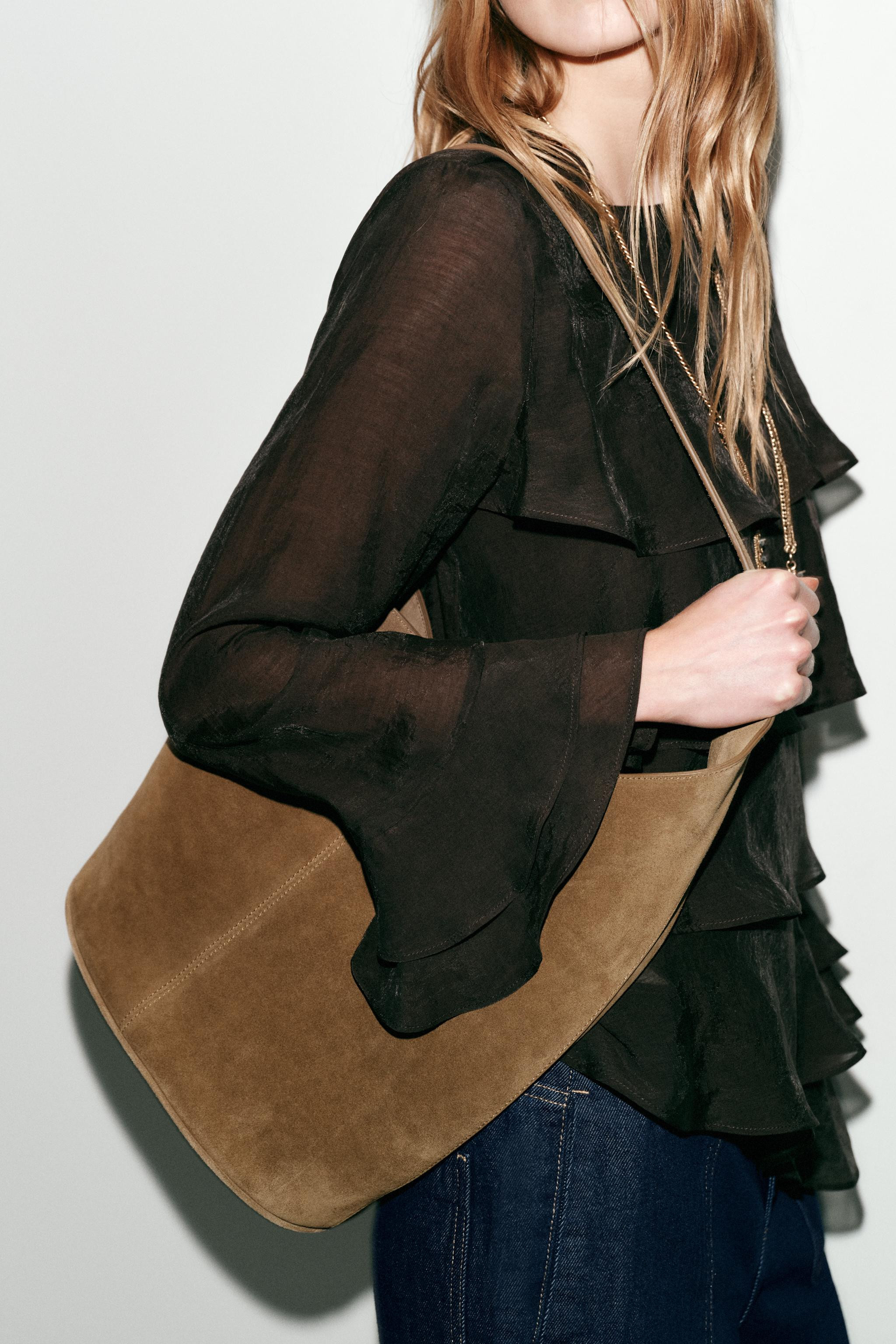 ASYMMETRIC LEATHER BUCKET BAG | Zara US