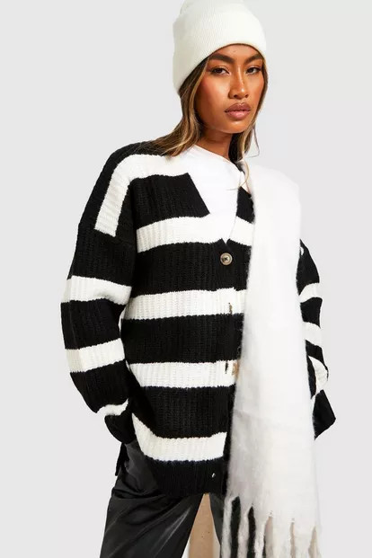 Stripe Midi Soft Knit Cardigan | Boohoo.com (US & CA)
