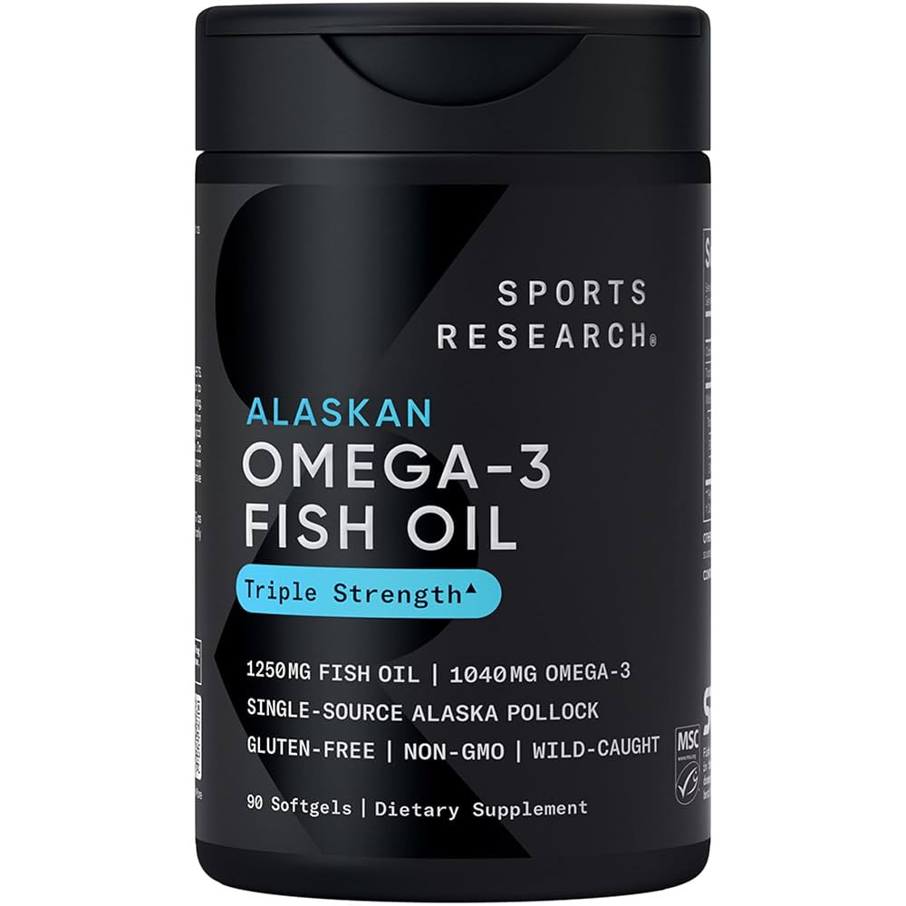 Sports Research Triple Strength Omega 3 Fish Oil - Burpless Fish Oil Supplement w/EPA & DHA Fatty... | Amazon (US)