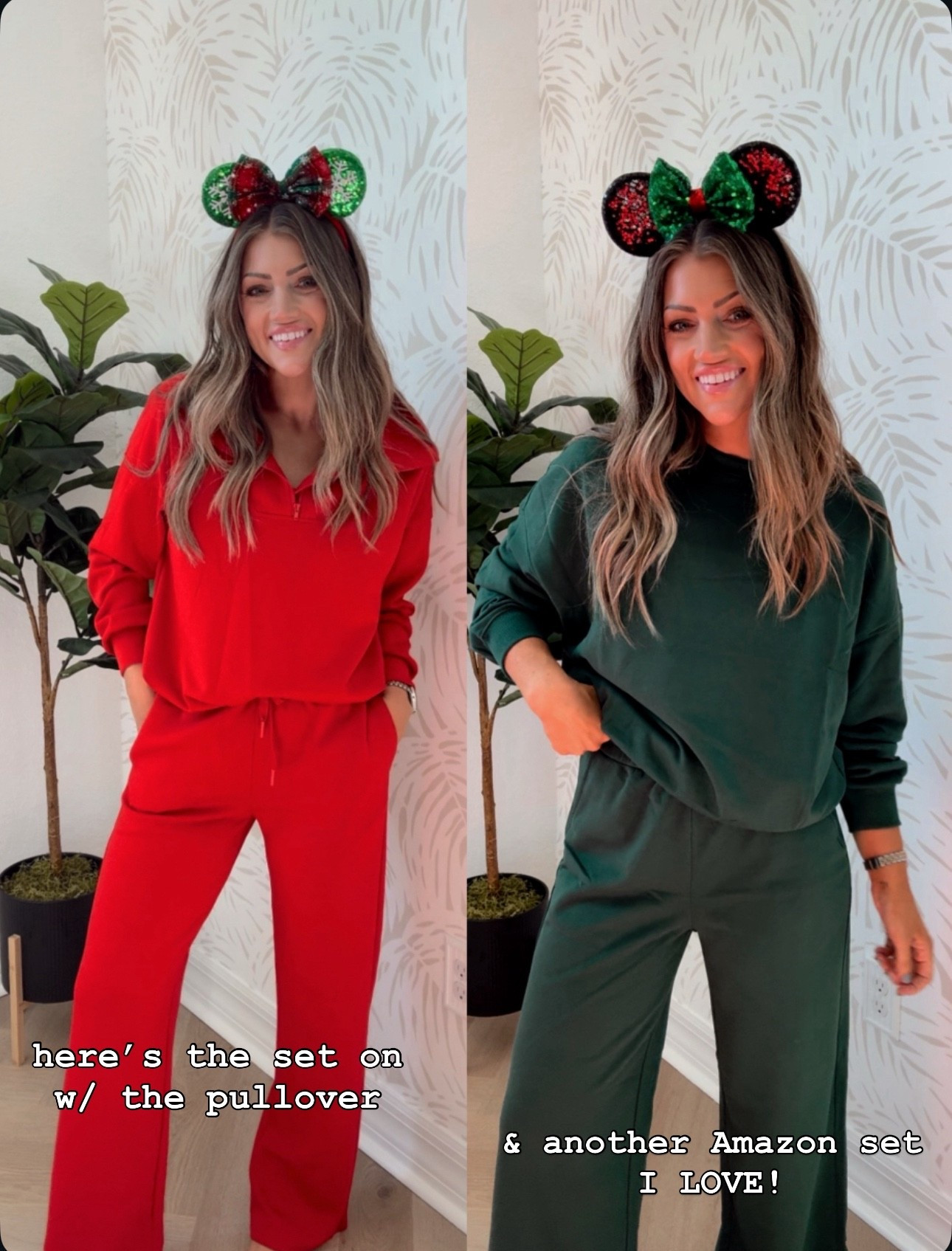 Amazon sets I LOVE!!! S in the red. XS in the dark green. Disney Christmas outfits 