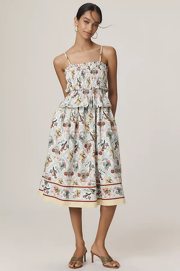 Smocked Peplum Midi Dress | Anthropologie (US)