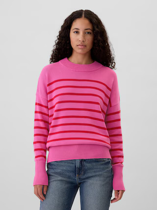 Oversized Stripe High Neck Crewneck Sweater | Gap Factory