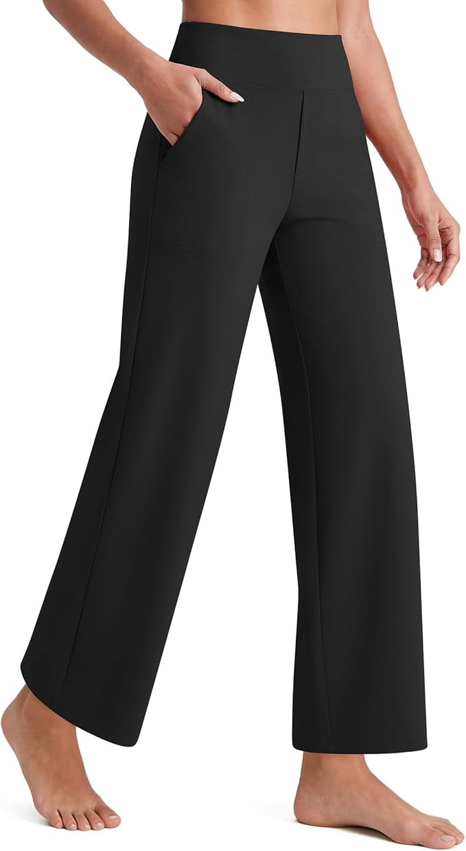 G4Free EverGoing Wide Leg Ankle Pants for Women 7/8 Length Yoga Dress Pants High Waist Stretch wi... | Amazon (US)