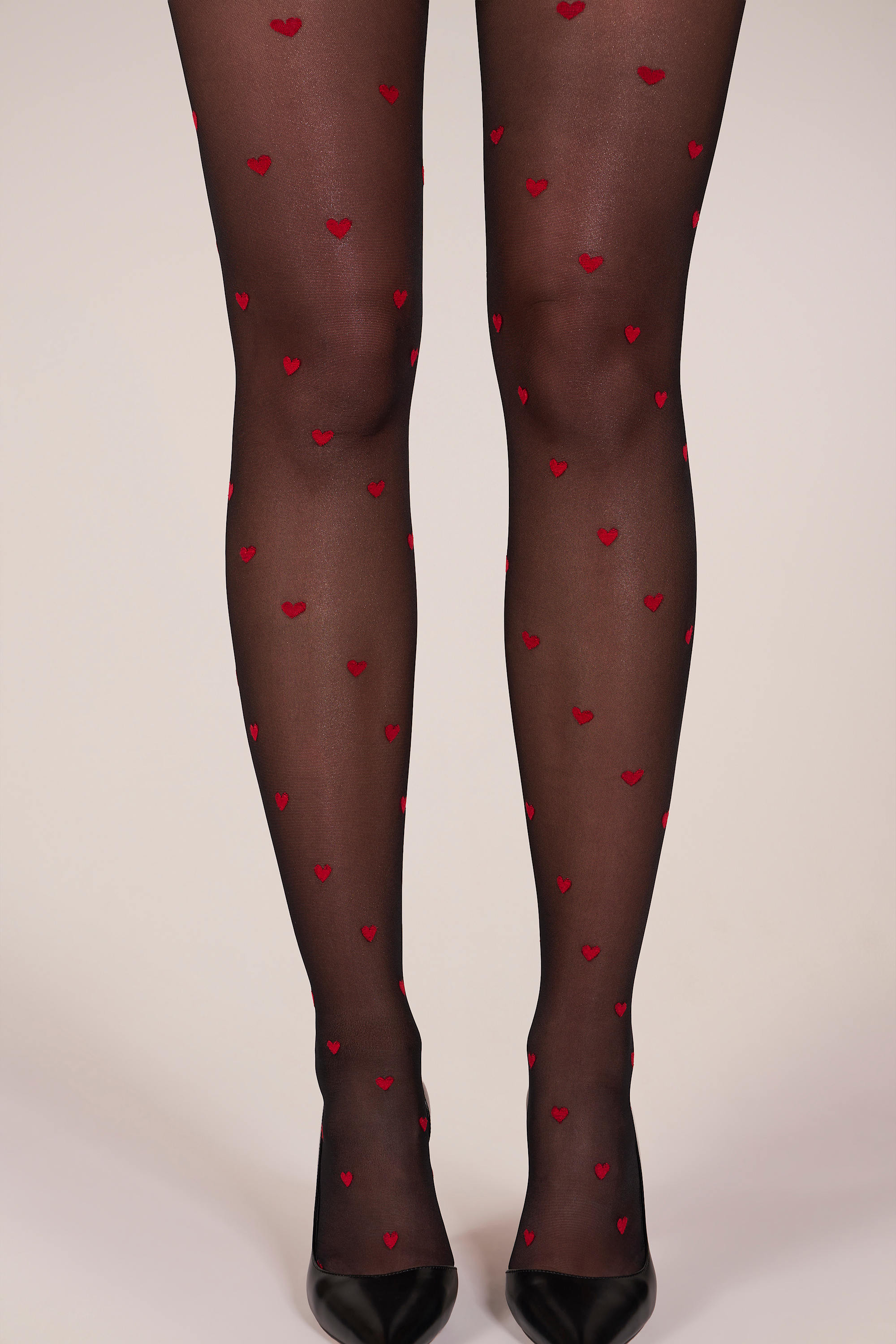 Loveheart Print Tights in Black | Oh Polly