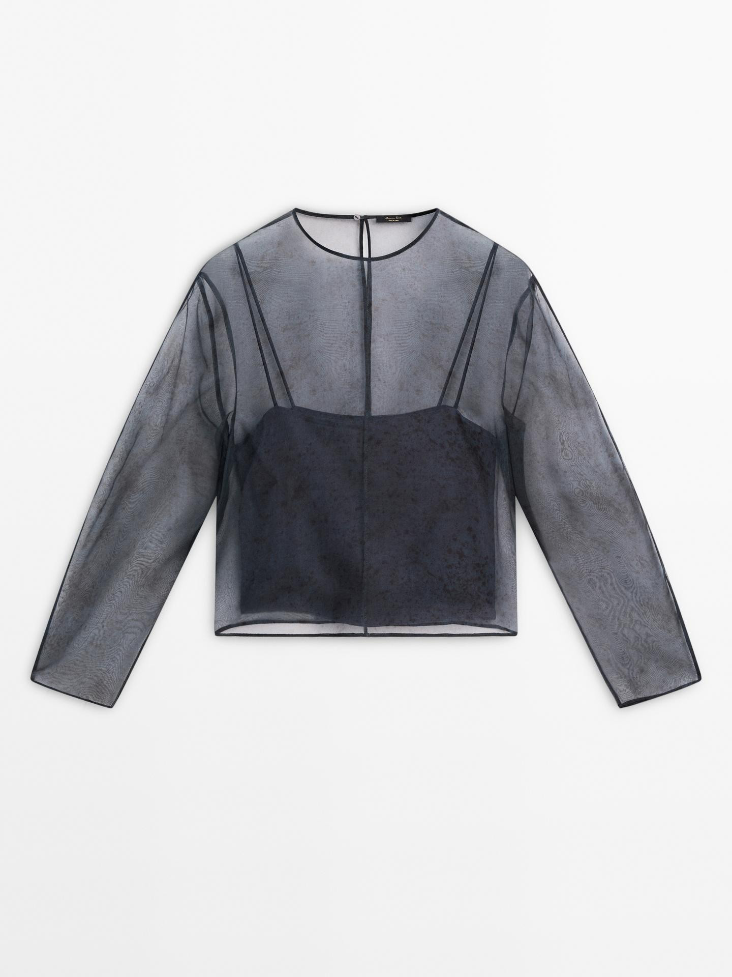 100% mulberry silk organza blouse | Massimo Dutti US