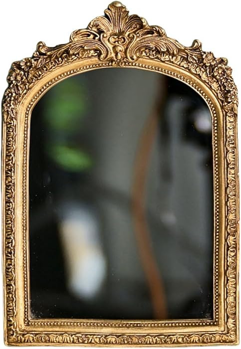 TenFuju 11\u201d x 9.5\u201d Small Gold Vintage Wall Mirror, Antique Gold Resin Baroque, Decorati... | Amazon (US)