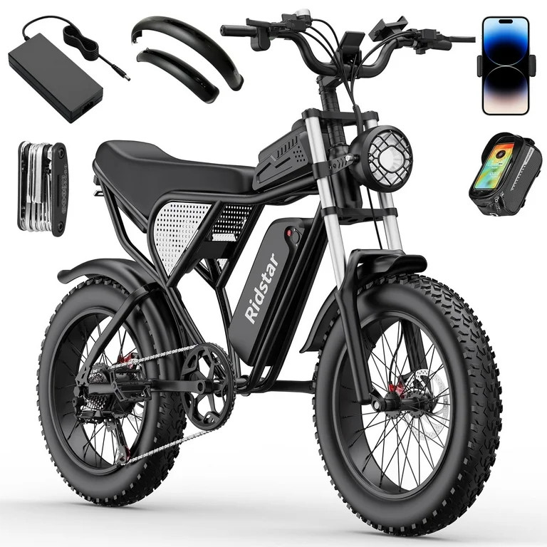 Ridstar 1500W Electric Bike for Adults,33MPH 48V 20Ah Electric Motorcycle,20" Fat Tire Full Suspe... | Walmart (US)