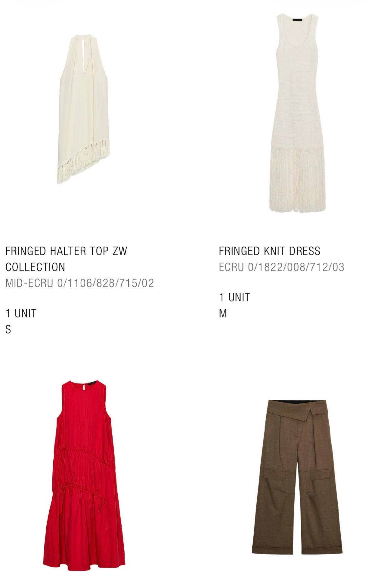 My last Zara order. Ted’s ruched A line maxi dress, cream knit fringe dress and a cream fringe top  

#LTKootd #LTKMothersDay