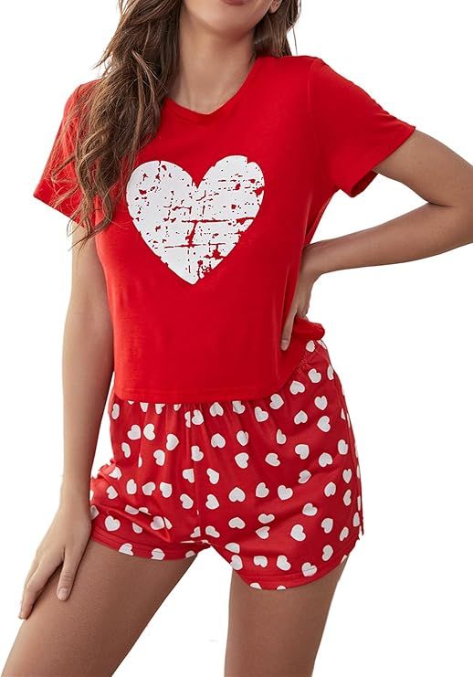 Laqeyko Cute Pajamas for Women Shorts Set Short Sleeve Tops and Shorts Pjs Sets Nightwear Sleepwe... | Amazon (US)