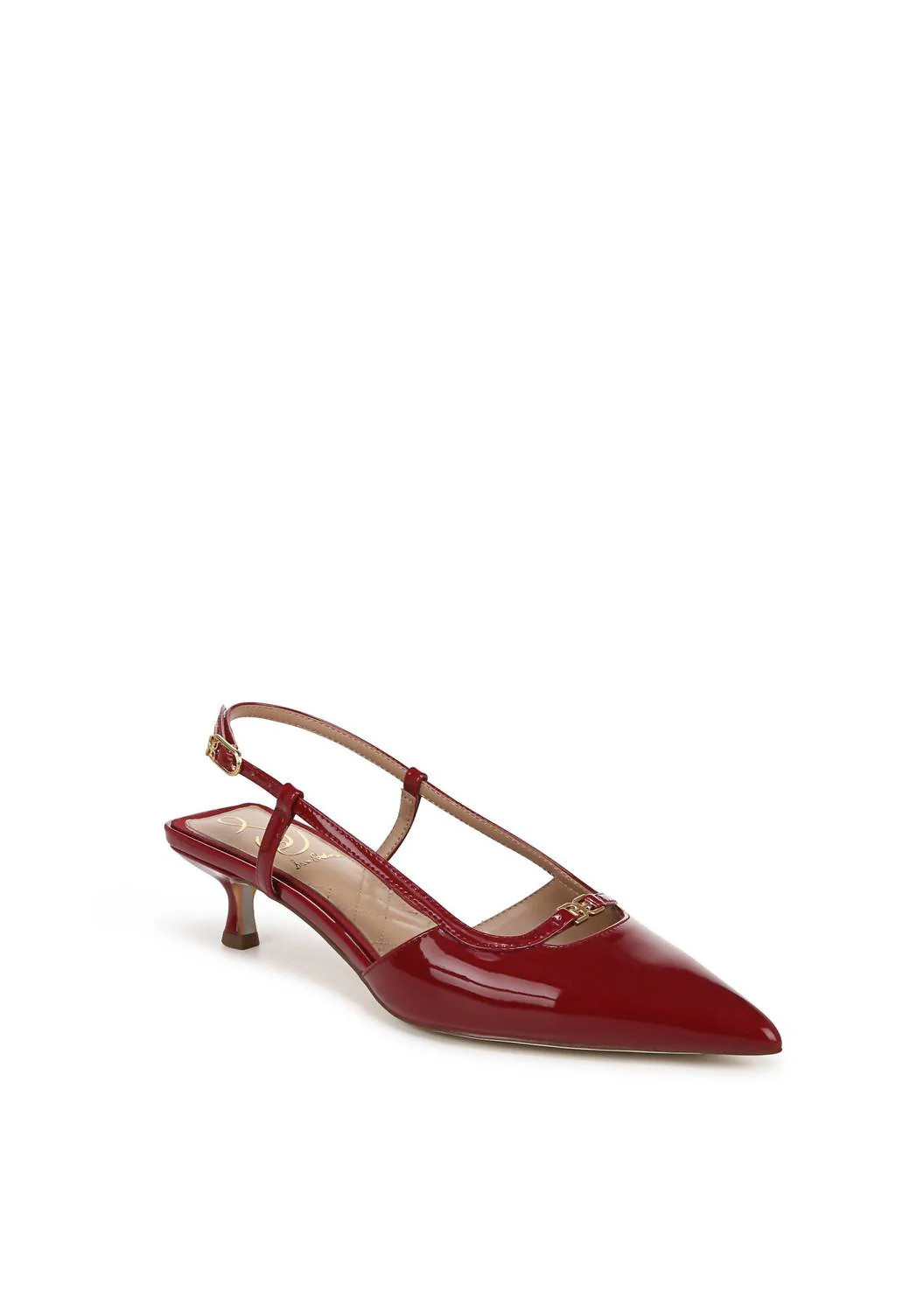 Women's Toni Slingback Kitten Heel Sandals In Scarlet Patent | Shop Simon