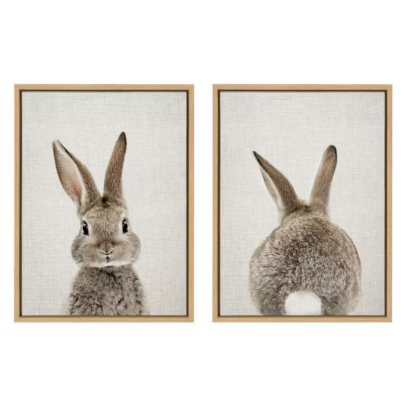 (Set of 2) 18" x 24" Sylvie Bunny Portrait Framed Canvas Wall Art by Amy Peterson Natural - Kate ... | Target