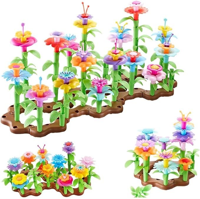 Blocks Flower Garden Toys for Boys Girls, Educational Toy Floral Garden Pretend Play Set Upgrade ... | Amazon (US)