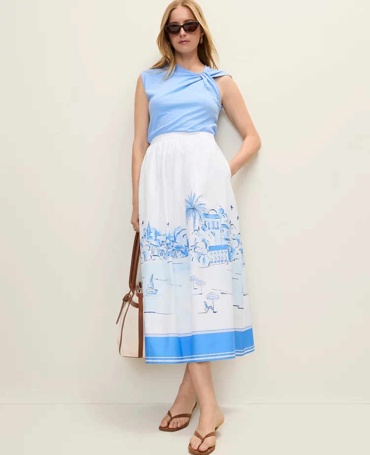 Weekend Printed Full Midi Skirt | Ann Taylor