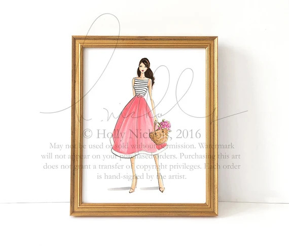 Saturday Stroll Fashion Illustration Print | Etsy | Etsy (US)