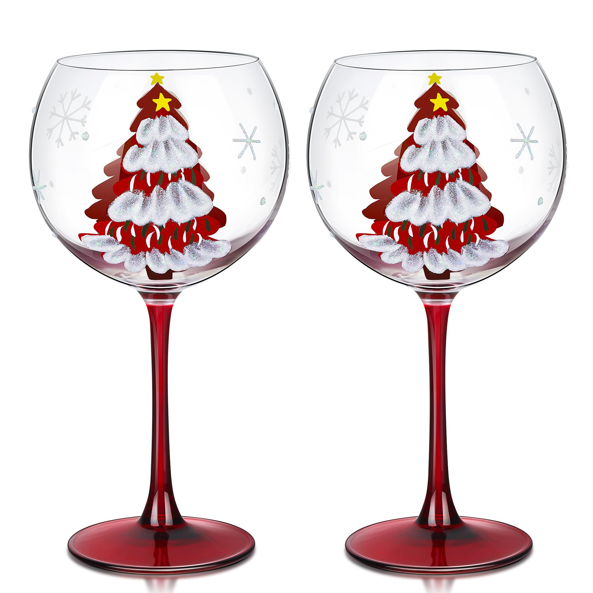 Joeyan Christmas Crystal Balloon Wine Glasses,Hand Painted Large Wine Goblet Glass Cups with Stem... | Amazon (US)