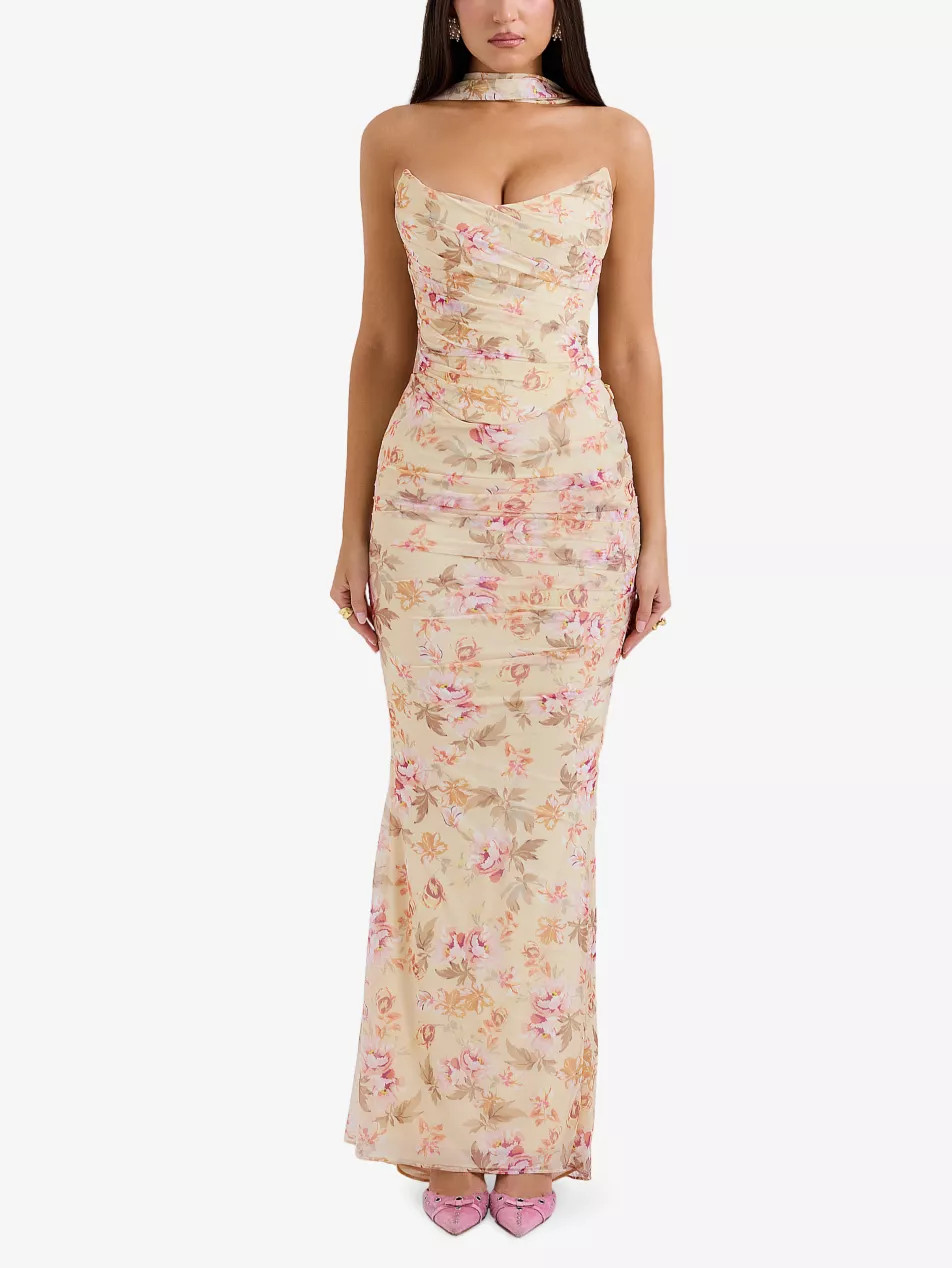 Cassidy Fluted-Hem Mesh Maxi Skirt | Selfridges
